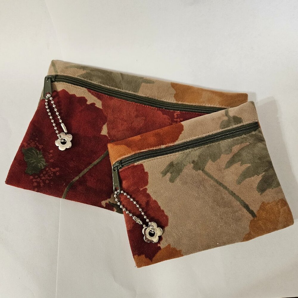 Nordic House Designs Fabric Floral Cosmetic/Travel Pouches Red Orange 2-Pc Set